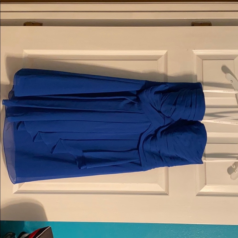 David’s bridal blue bridesmaids dress